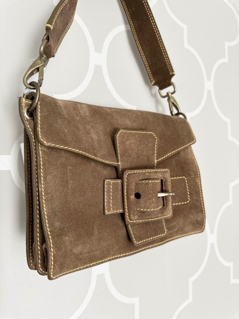 NWOT Vintage Miu Miu Brown Suede Buckle Shoulder Bag Y2K - Picture 3 of 14
